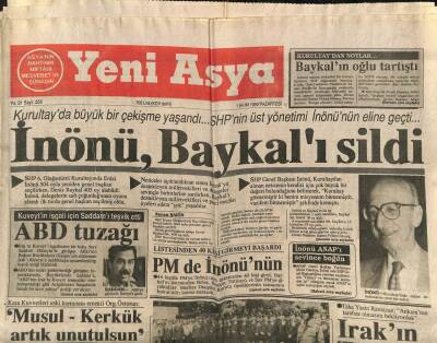 Yeni Asya Gazetesi 1 Ekim 1990 - İnönü Baykalı Sildi GZ104244 - 1