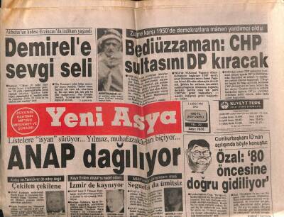 Yeni Asya Gazetesi 1 Ekim 1991 - Bediüzzaman, CHP Sultasını DP Kıracak GZ56232 - 1
