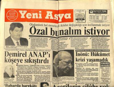 Yeni Asya Gazetesi 10 Mart 1992 - Demirel Anapı Köşeye Sıkıştırdı GZ104240 - 1