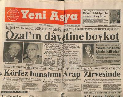 Yeni Asya Gazetesi 11 Ağustos 1990 - Körfez Bunalımı Arap Zirvesinde GZ104309 - 1
