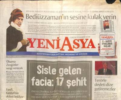 Yeni Asya Gazetesi 11 Kasım 2012 - Esedi Kaddafinin Akıbeti Bekliyor-Sisle Gelen Facia17 Şehit GZ105570 - 1