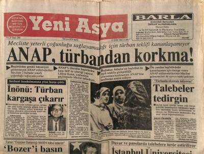 Yeni Asya Gazetesi 12 Ekim 1990 - ANAP Türbandan Korkma GZ104262 - 1