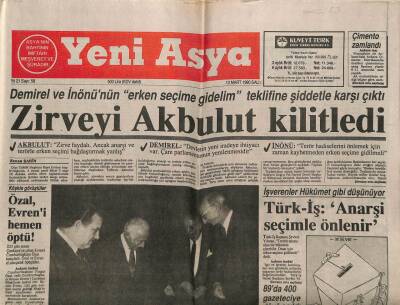 Yeni Asya Gazetesi 13 Mart 1990 - KKTC Cumhurbaşkanı İstifayı Düşünüyor Denktaş Kararlı GZ104383 - 1