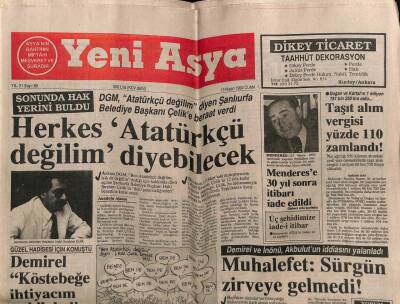 Yeni Asya Gazetesi 13 Nisan 1990 - Menderese 30 Yıl Sonra itibarı İade Edildi GZ61498 - 1