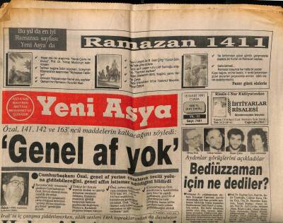 Yeni Asya Gazetesi 15 Mart 1991 - Demirel , Irakın İncirlikden Bombalanmasını Yorumladı GZ87652 - 1