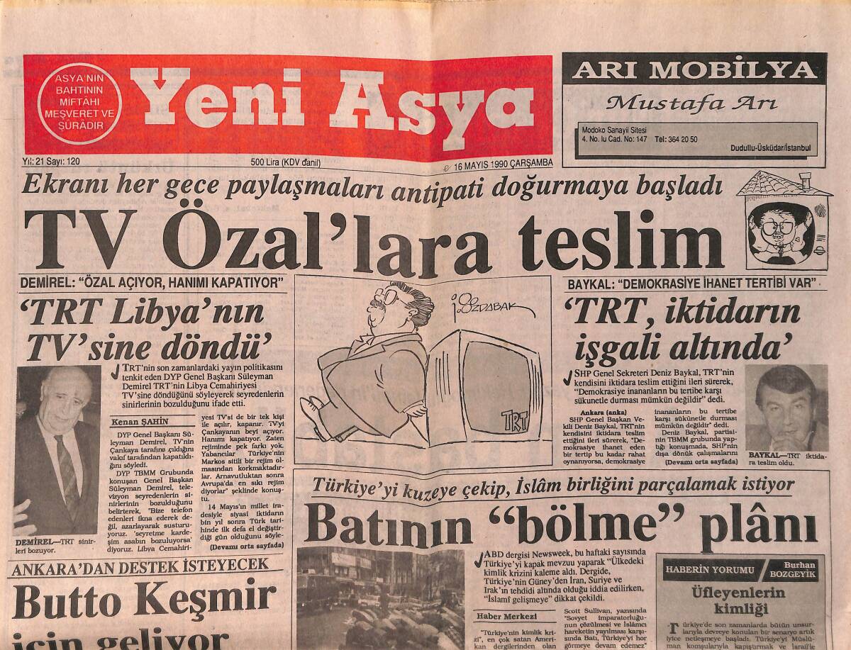 Yeni Asya Gazetesi 16 Mayıs 1990 - Ekonomide Kara Tablo - Pakistan Senatosu Şeriatı Kabul Etti GZ153249 - 1