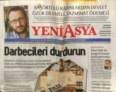 Yeni Asya Gazetesi 19 Ağustos 2013 - Darbecileri Durdurun GZ101343 - 2