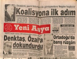 Yeni Asya Gazetesi 2 Kasım 1991 - Denktaş , Özala Dokundurdu GZ62972 - 2