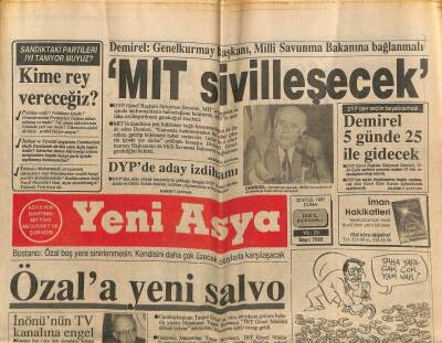 Yeni Asya Gazetesi 20 Eylül 1991 - MİT Sivilleşecek GZ104342 - 1