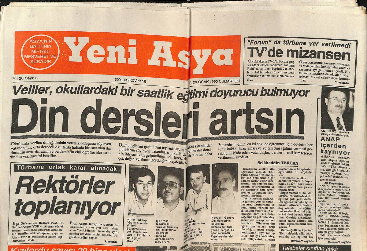 Yeni Asya Gazetesi 20 Ocak 1990 - Azeri Halkına Moral Darbesi - Almanya'ya İltica Akını GZ147195 - 1