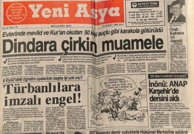 Yeni Asya Gazetesi 20 Şubat 1990 - Türbanlılara İmzalı Engel GZ104345 - 1