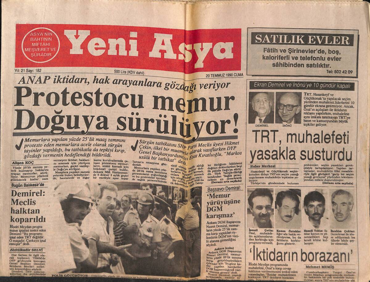 Yeni Asya Gazetesi 20 Temmuz 1990 - APO'nun Köyüne Kanlı Baskın - Trabzonspor Rakip Arıyor GZ147201 - 1