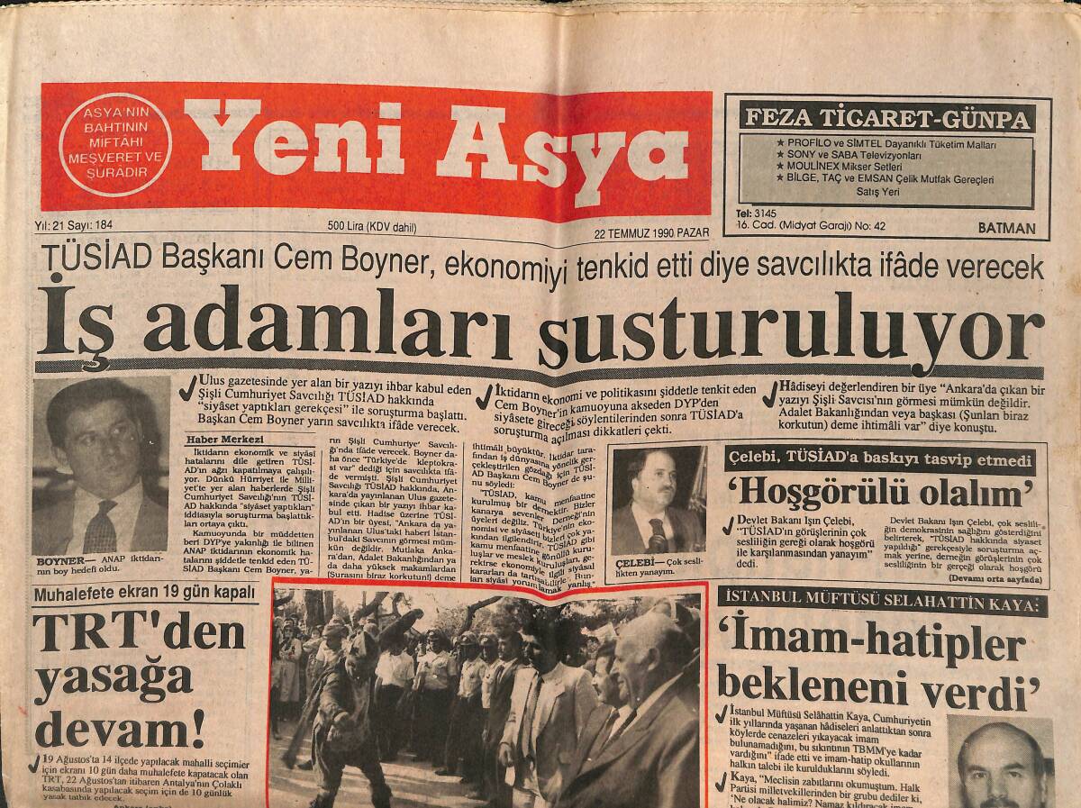 Yeni Asya Gazetesi 22 Temmuz 1990 - Batı Da Atatürk'ü Diktatör Gösterdi - Romanya'dan İslamiyet'in Sesi Yükseliyor GZ147202 - 1