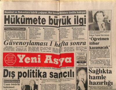 Yeni Asya Gazetesi 23 Kasım 1991 - Hükümete Büyük İlgi, Dış Politika Sancılı GZ104242 - 1