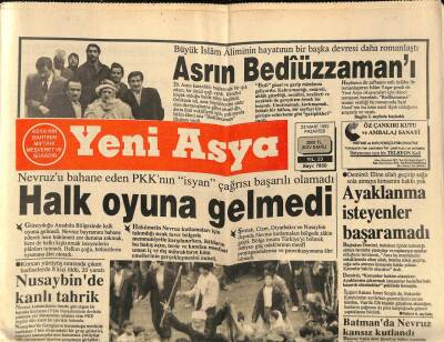 Yeni Asya Gazetesi 23 Mart 1992 - Batmanda Nevruz Kansız Kutlandı GZ83948 - 1