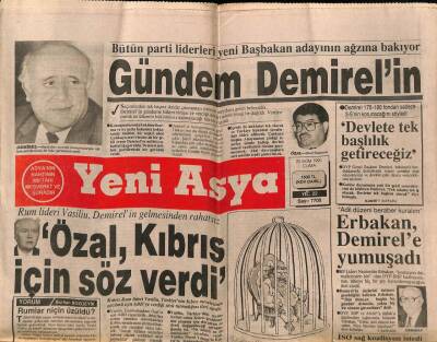 Yeni Asya Gazetesi 25 Ekim 1991 - Rum Lideri Vasiliu , Demirelin Gelmesinden Rahatsız GZ62974 - 1