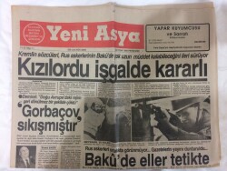 Yeni Asya Gazetesi 25 Ocak 1990 - Baküde Eller Tetikte GZ72988 - 2