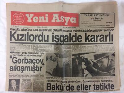 Yeni Asya Gazetesi 25 Ocak 1990 - Baküde Eller Tetikte GZ72988 - 2