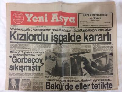 Yeni Asya Gazetesi 25 Ocak 1990 - Baküde Eller Tetikte GZ72988 - 1