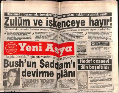 Yeni Asya Gazetesi 26 Kasım 1991 - Bushun Saddamı Devirme Planı GZ56227 - 1