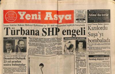 Yeni Asya Gazetesi 27 Şubat 1992 - Türbana SHP Engeli GZ104353 - 1