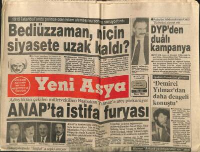 Yeni Asya Gazetesi 28 Eylül 1991 - Bediüzzaman Niçin Siyasete Uzak Kaldı GZ104362 - 1