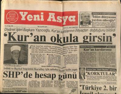 Yeni Asya Gazetesi 29 Eylül 1990 - Kuran Okula Girsin GZ104266 - 1