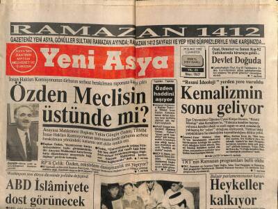 Yeni Asya Gazetesi 29 Şubat 1992 - Tansu ÇillerEkonomideki Yangın Söndürülecek GZ104355 - 1