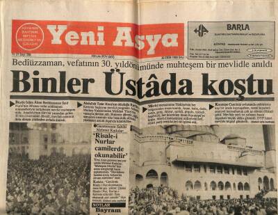 Yeni Asya Gazetesi 30 Ekim 1990 - Bediüzzaman Anıldı GZ104284 - 1
