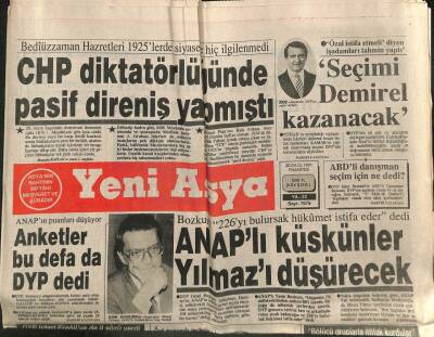 Yeni Asya Gazetesi 30 Eylül 1991 - ANAPlı Küskünler Mesut Yılmazı Düşürecek GZ104363 - 1
