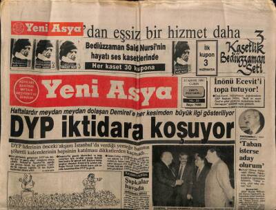 Yeni Asya Gazetesi 31 Mayıs 1991 - DYP İktidara Koşuyor GZ61304 - 1
