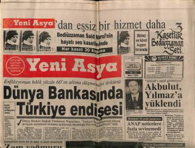 Yeni Asya Gazetesi 4 Haziran 1991 - Dünya Bankasında Türkiye Endişesi GZ61503 - 1