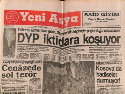 Yeni Asya Gazetesi 4 Şubat 1990 - Yabancı Uzmanlara Göre , Demirel İlk Seçimde Çoğunluğu Kazanacak GZ62998 - 2
