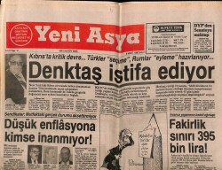 Yeni Asya Gazetesi 6 Mart 1990 - Denktaş İstifa Ediyor GZ62978 - 2