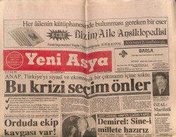 Yeni Asya Gazetesi 7 Aralık 1990 - İnönüye Osmanlı Madalyası GZ62980 - 1