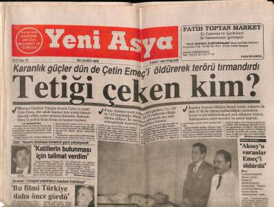 Yeni Asya Gazetesi 8 Mart 1990 - Karanlık Güçler Dün de Çetin Emeçi Öldürerek Terörü Tırmandırdı GZ62975 - 1