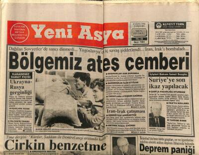 Yeni Asya Gazetesi 8 Nisan 1992 - Bölgemiz Ateş Çemberi GZ104333 - 1
