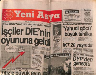 Yeni Asya Gazetesi 8 Şubat 1990 - İşçiler DİEnin Oyununa Geldi GZ62982 - 2