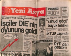 Yeni Asya Gazetesi 8 Şubat 1990 - İşçiler DİEnin Oyununa Geldi GZ62982 - 1