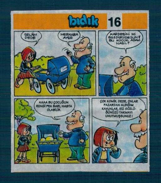 Yeni Bıdık Hafiye 1993 Karikatür Seriisi No 16 Sakız Kağıdı Çıkartma # SKZ2254 - 1