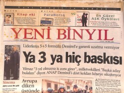 Yeni Bin Yıl Gazetesi 4 Şubat 2000 - Yeşil Kod Adlı Mahmut Yıldırım PKK'ya Yardım Eden Akın Birdal İçin Vur Emri Vermiş GZ158314 - Gökçekoleksiyon