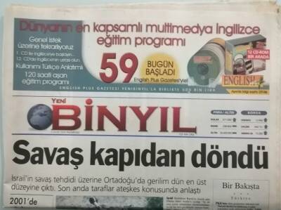 Yeni Binyıl Gazetesi 9 Ekim 2000 Savaş Kapıdan Döndü -GZ44653 - 1