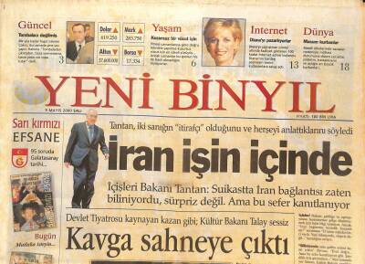 Yeni Binyıl Gazetesi 9 Mayıs 2000 - Bir Yıla Kadar Hapsi İstenen Çakıcı , Duruşmada Yine Şov Yaptı GZ126636 - 1