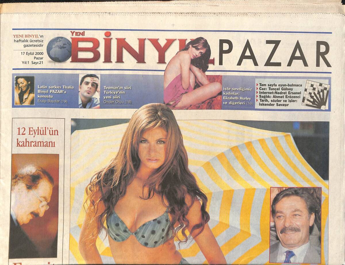 Yeni Binyıl Pazar Gazetesi 17 Eylül 2000 - Kadirizm GSM'e Takıldı - İyi Ki Varsın Reha Muhtar - En Sevdiğimiz Kadınlar GZ3218 - 1