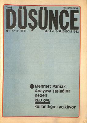 Yeni Düşünce 15 Ekim 1982 - Türkeş Gülhane Hastanesine Kaldırıldı NDR84815 - 1