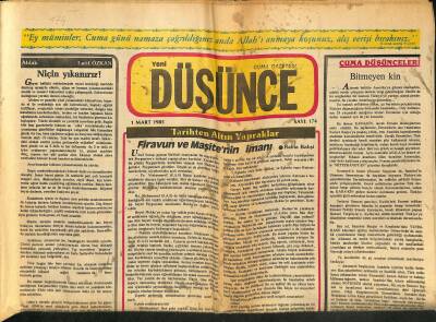 Yeni Düşünce Gazetesi 1 Mart 1985 - Türkeşin Avukatları Bazı Hakimlerin Davadan Çekilmelerini İstedi GZ122740 - 1