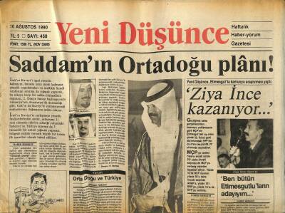 Yeni Düşünce Gazetesi 10 Ağustos 1990 - Saddamın Ortadoğu Plânı ! - Anapta Akbulut Harekâtı ! GZ122714 - 1