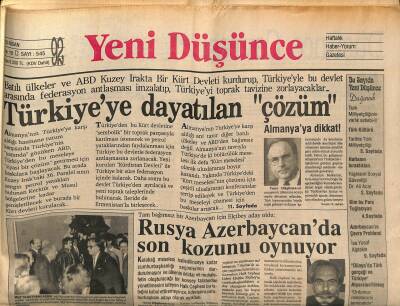 Yeni Düşünce Gazetesi 10 Nisan 1992 - Güneydoğuda Ajan Gazeteciler - Rusya Azerbaycanda Son Kozunu Oynuyor GZ122876 - 1