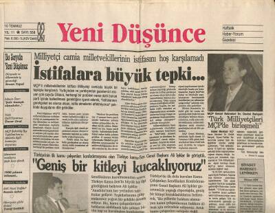 Yeni Düşünce Gazetesi 10 Temmuz 1992 - Makedonyadan Türkeşe Mesaj - ABD-İran İlişkileri GZ122791 - 1
