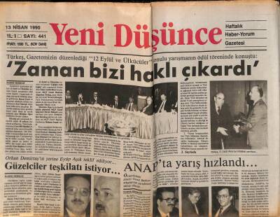Yeni Düşünce Gazetesi 13 Nisan 1990 - Sadık Ahmet Ve Ahmet Faikoğlu Parlamentoda... GZ84894 - 1